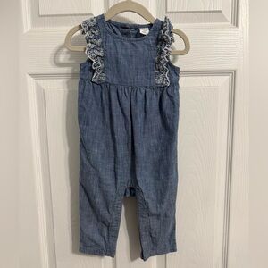 GAP Baby Denim Romper with Ruffle Trim